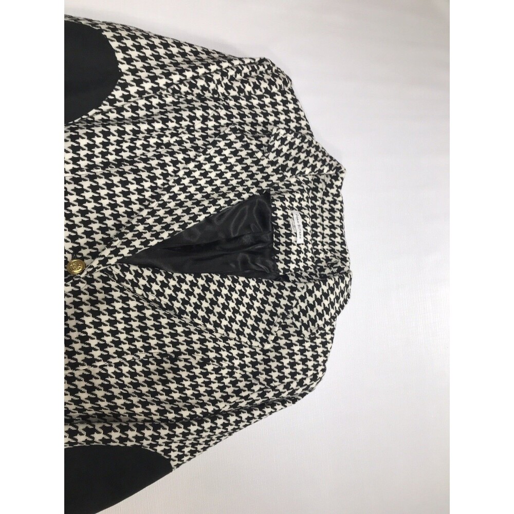 Joan Rivers Women’s Vintage Black Herringbone, Elbow Patch Blazer Size 10 - Picture 3 of 9